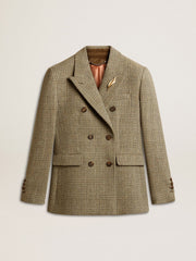 Women's double-breasted blazer in Shetland wool