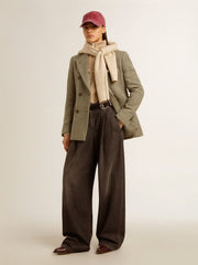 Women's double-breasted blazer in Shetland wool