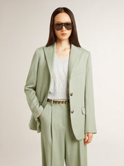 Women's blazer jacket in sage-green wool