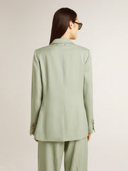 Women's blazer jacket in sage-green wool
