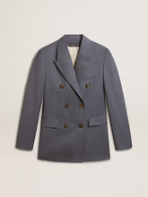 Women's double-breasted blazer in baby blue