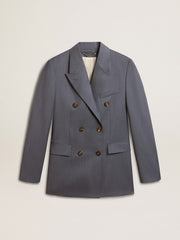 Women's double-breasted blazer in baby blue