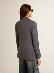 Women's double-breasted blazer in baby blue