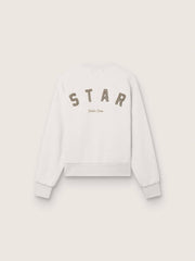 Star unisex sweatshirt in gray cotton with embroidery and crystals