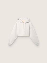 Star women’s cropped hooded sweatshirt in gray melange cotton
