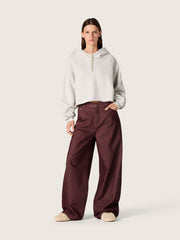 Star women’s cropped hooded sweatshirt in gray melange cotton