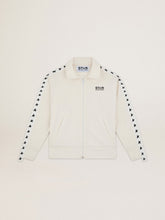 Women’s white zipped sweatshirt with white strip and black stars