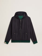 Men's green and blue reversible hooded sweatshirt