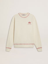 CNY sweatshirt in worn-white cotton with red embroidery