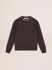 Women's anthracite gray sweatshirt with crystals