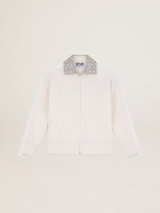 Papyrus white Denise Star Collection zipped sweatshirt with crystal collar