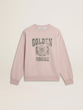 Old rose unisex round neck sweatshirt with green logo print