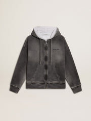 Sprayed effect anthracite sweatshirt with studs