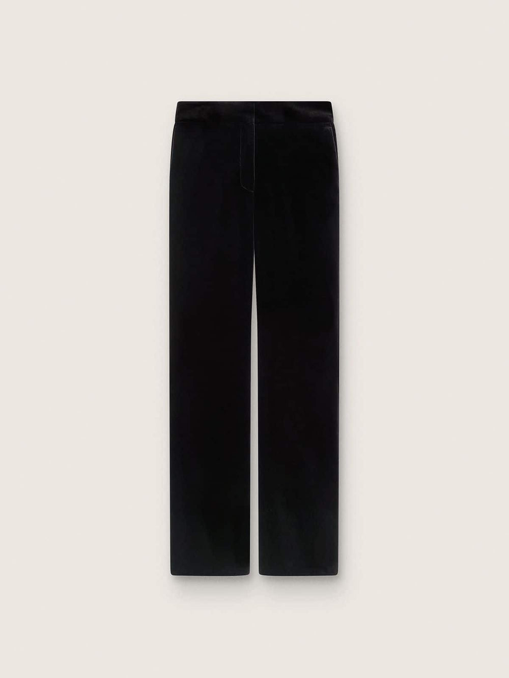Women's slim-fit flared pants in black cotton velvet
