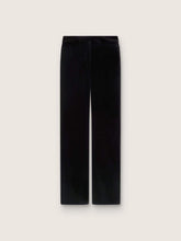 Women's slim-fit flared pants in black cotton velvet