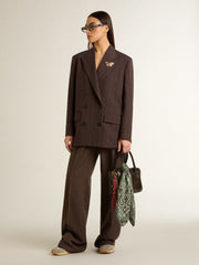 Women's brown virgin wool pants