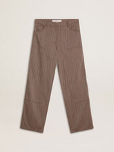 Women’s wool blend pants in light brown micro chevron