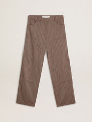 Women’s wool blend pants in light brown micro chevron