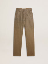 Women's khaki cotton pants with gradient Swarovski effect