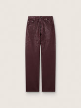 Women's jeans in burgundy denim with gradient crystals