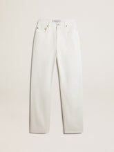 Women's optical white-colored cotton denim pants