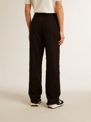 Women’s cotton denim pants with crystal and stone decoration