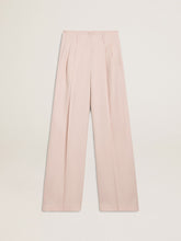 Women's pants in pink tailored wool fabric