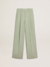 Women's pants in sage-green wool