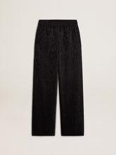 Women's black joggers with a tone-on-tone toile de jouy print