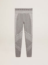Women’s gray melange leggings with mixed stitching