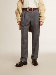 Women's loose pants in baby blue wool