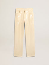 Ecru pants with transparent all-over sequins