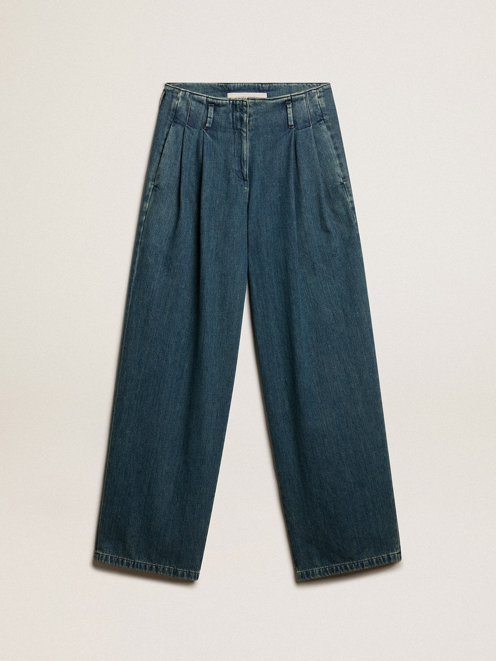 Women’s blue cotton pleated pants