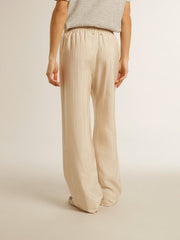 Women's light beige silk and viscose joggers