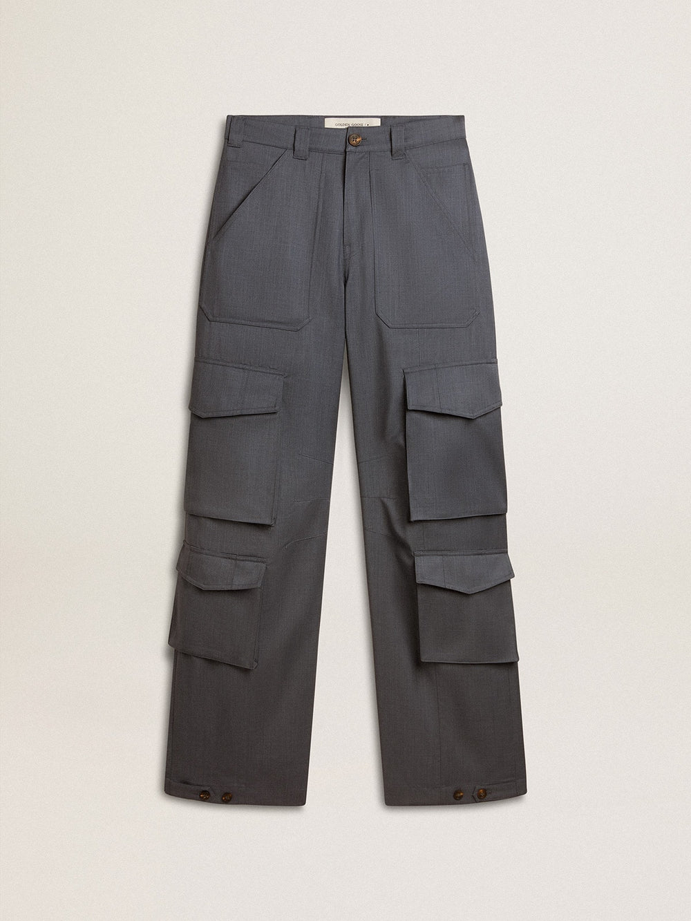 Women's cargo pants in baby blue wool