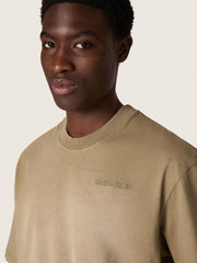 Unisex T-shirt in beige cotton jersey with embroidered logo