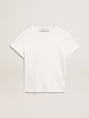 Distressed regular-fit women’s T-shirt in white