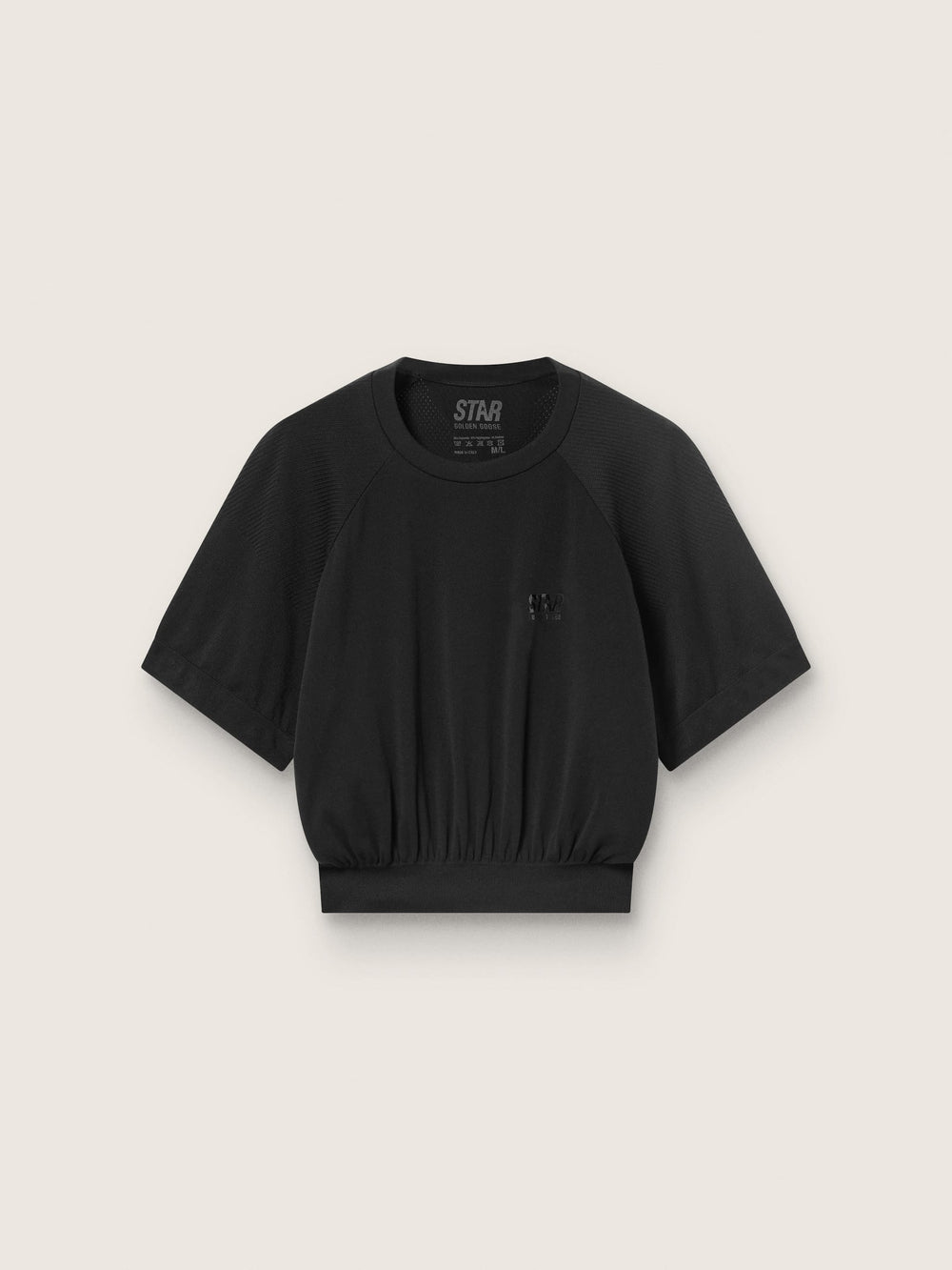 Women's black cropped sports T-shirt