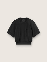 Women's black cropped sports T-shirt