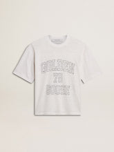 Women's lightweight white linen T-shirt with print