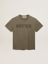 Women's olive green T-shirt with Golden lettering