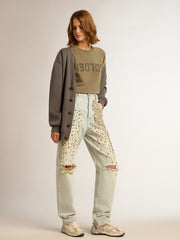 Women's olive green T-shirt with Golden lettering