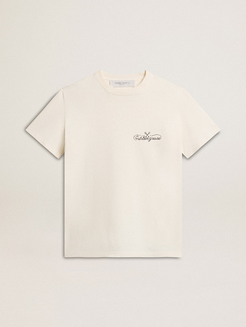 Women’s T-shirt in aged white with logo on the chest