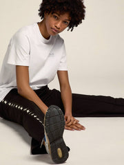 Women's white T-shirt with silver glitter logo and star