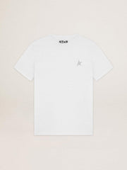 Women's white T-shirt with silver glitter star on the front