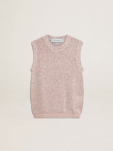 Mesh knit top with sequins and contrasting details