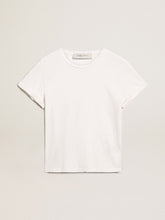 Distressed slim-fit women’s T-shirt in white