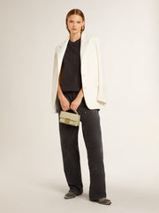 Sleeveless T-shirt in worn-black with tone-on-tone gradient embroidery