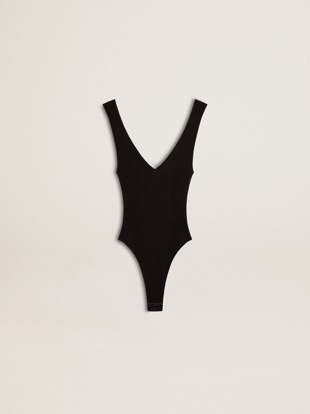 Women's black V-neck bodysuit