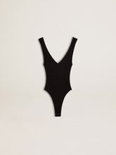 Women's black V-neck bodysuit
